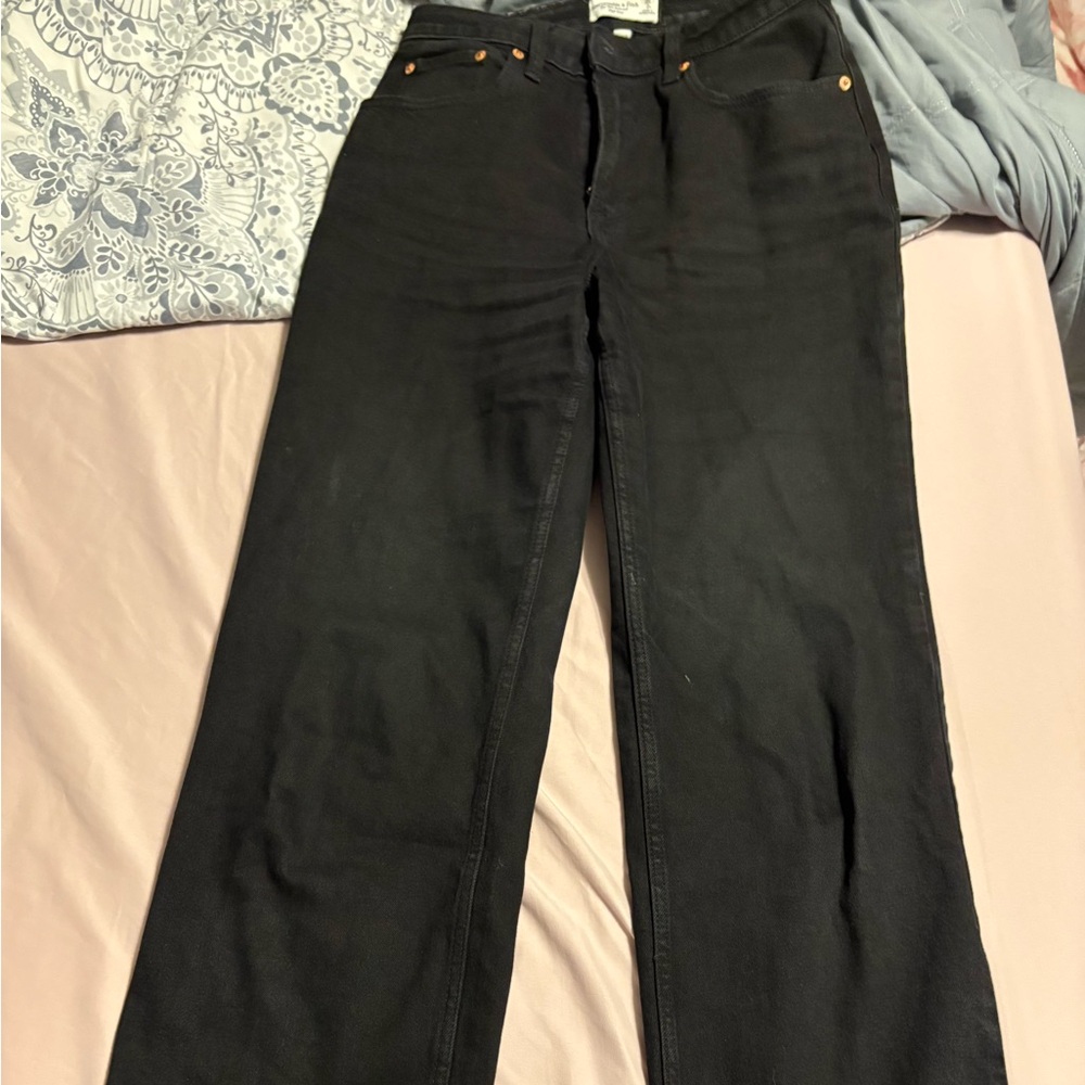 Abercrombie 90s High Rise Curve Love Black Pants